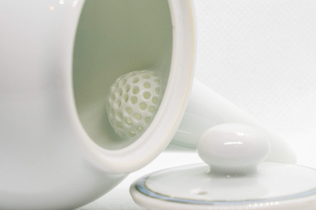 Japanese Kyusu - Porcelain Striped Debeso Teapot - 350ml