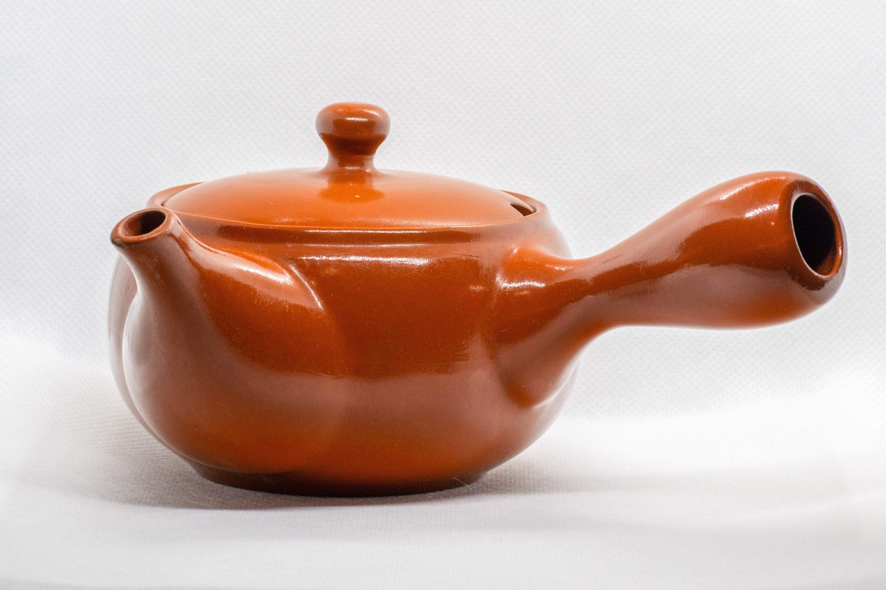 Japanese Kyusu - Floral Red Shudei Tokoname-yaki Ceramic Teapot - 300ml