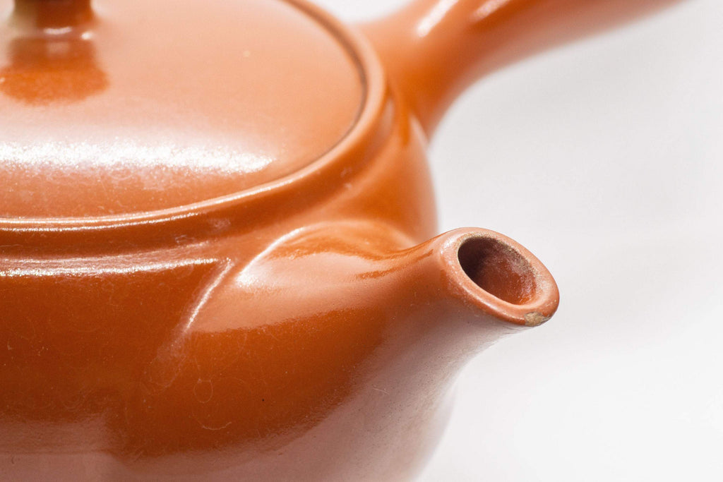 Japanese Kyusu - Floral Red Shudei Tokoname-yaki Ceramic Teapot - 300ml