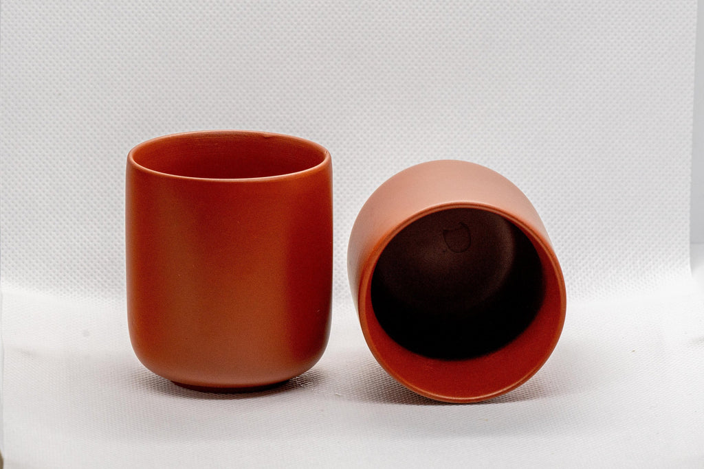 Japanese Tea Set - Red Shudei Tokoname-yaki Debeso Kyusu with 5 Teacups