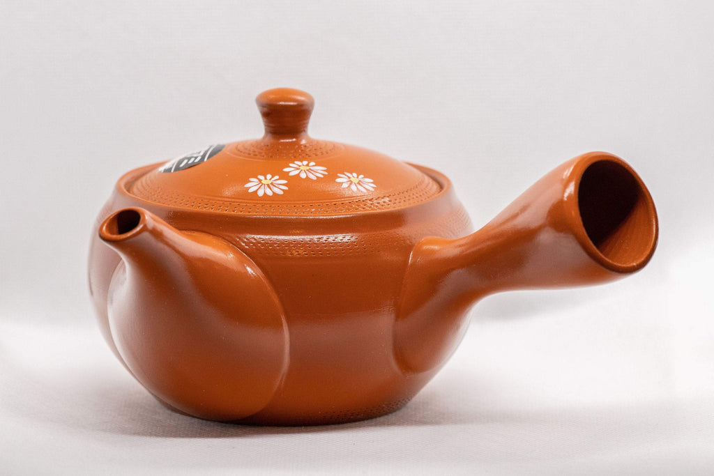 Japanese Kyusu - 帯アミ Floral Red Shudei Tokoname-yaki Obi-ami Teapot - 265ml