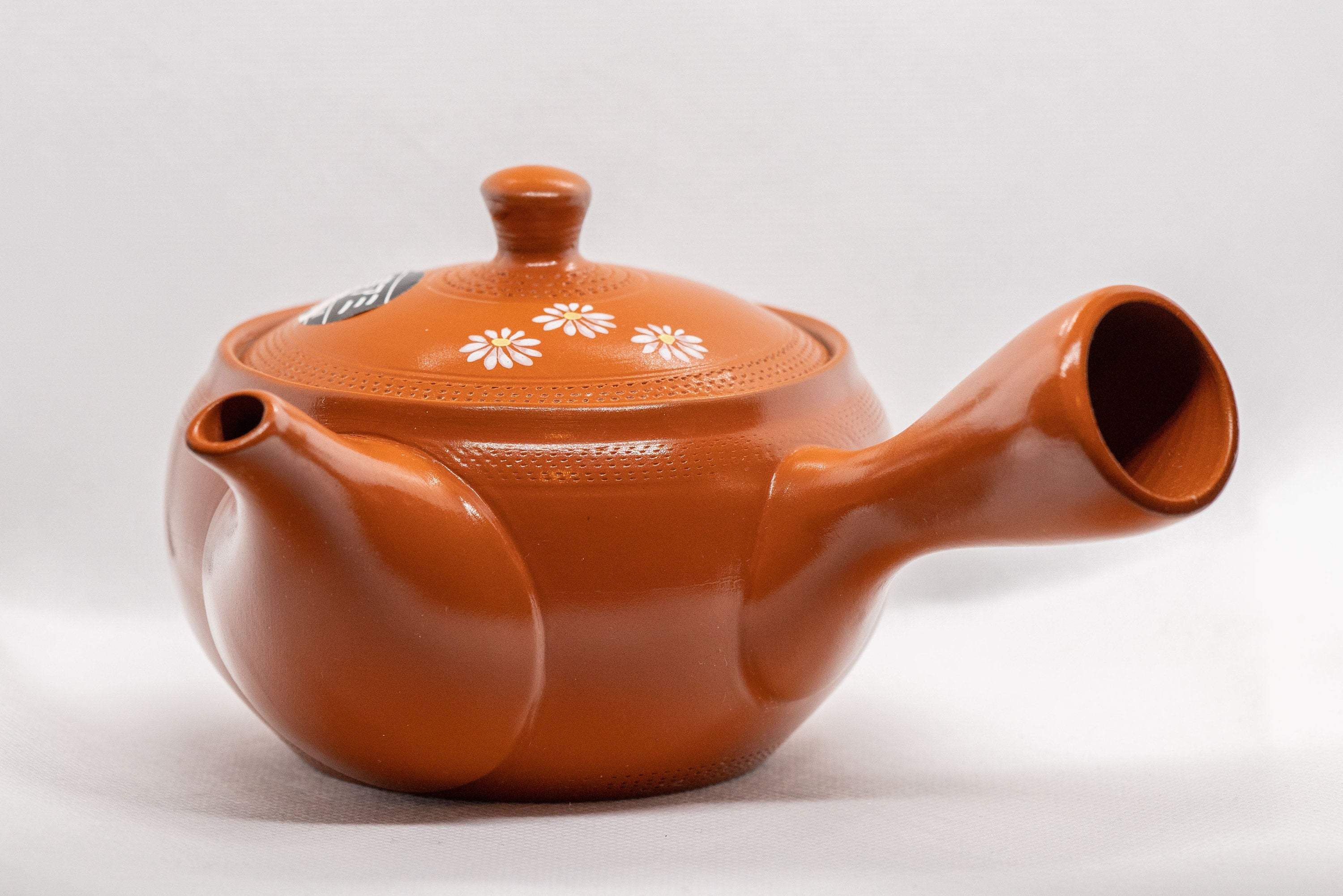 Japanese Kyusu - 帯アミ Floral Red Shudei Tokoname-yaki Obi-ami Teapot - 265ml