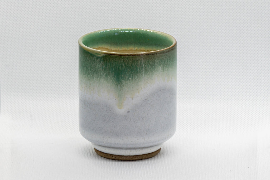 Japanese Teacup - Agano-yaki - Green Tsutsu-gata Yunomi - 180ml