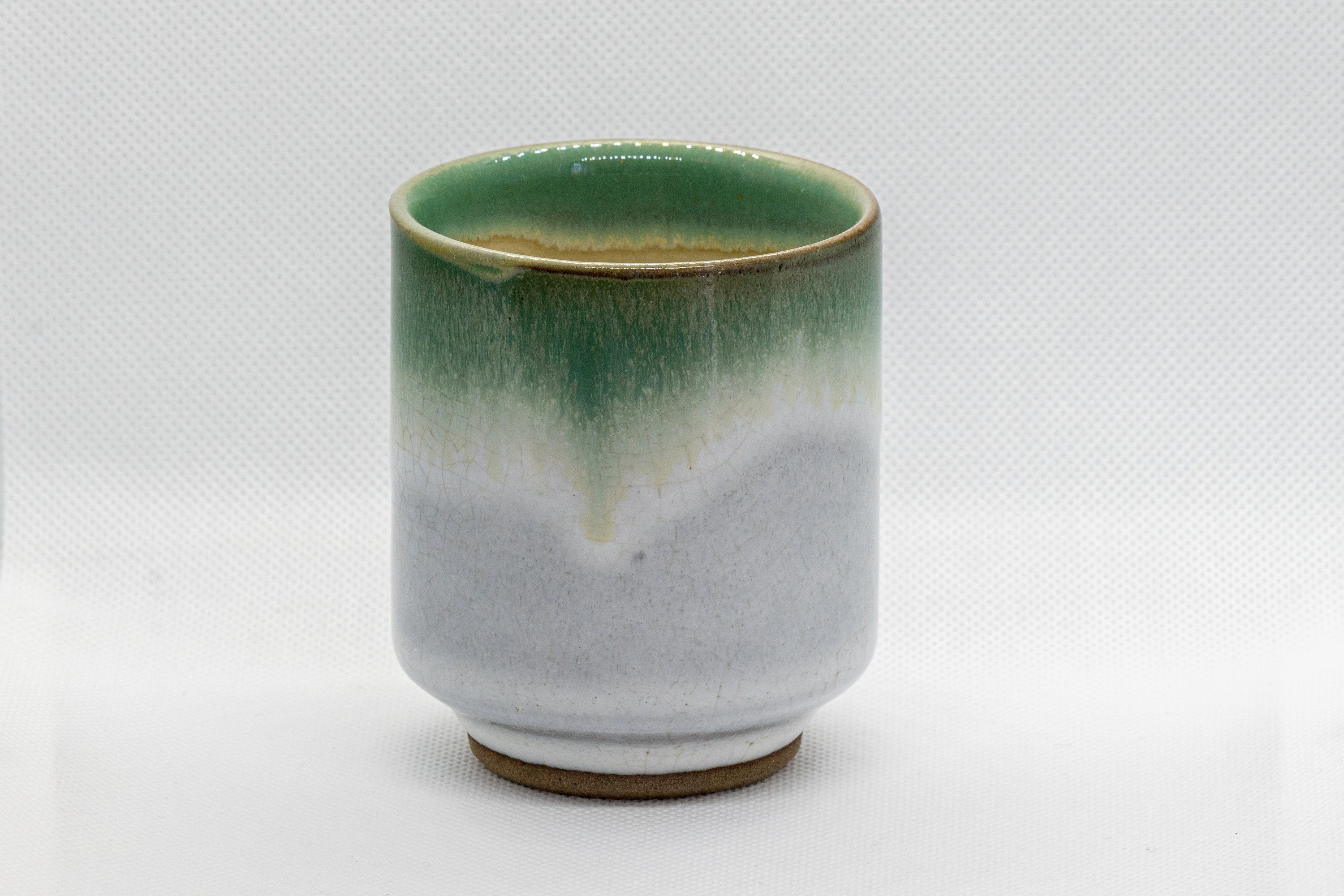 Japanese Teacup - Agano-yaki - Green Tsutsu-gata Yunomi - 180ml