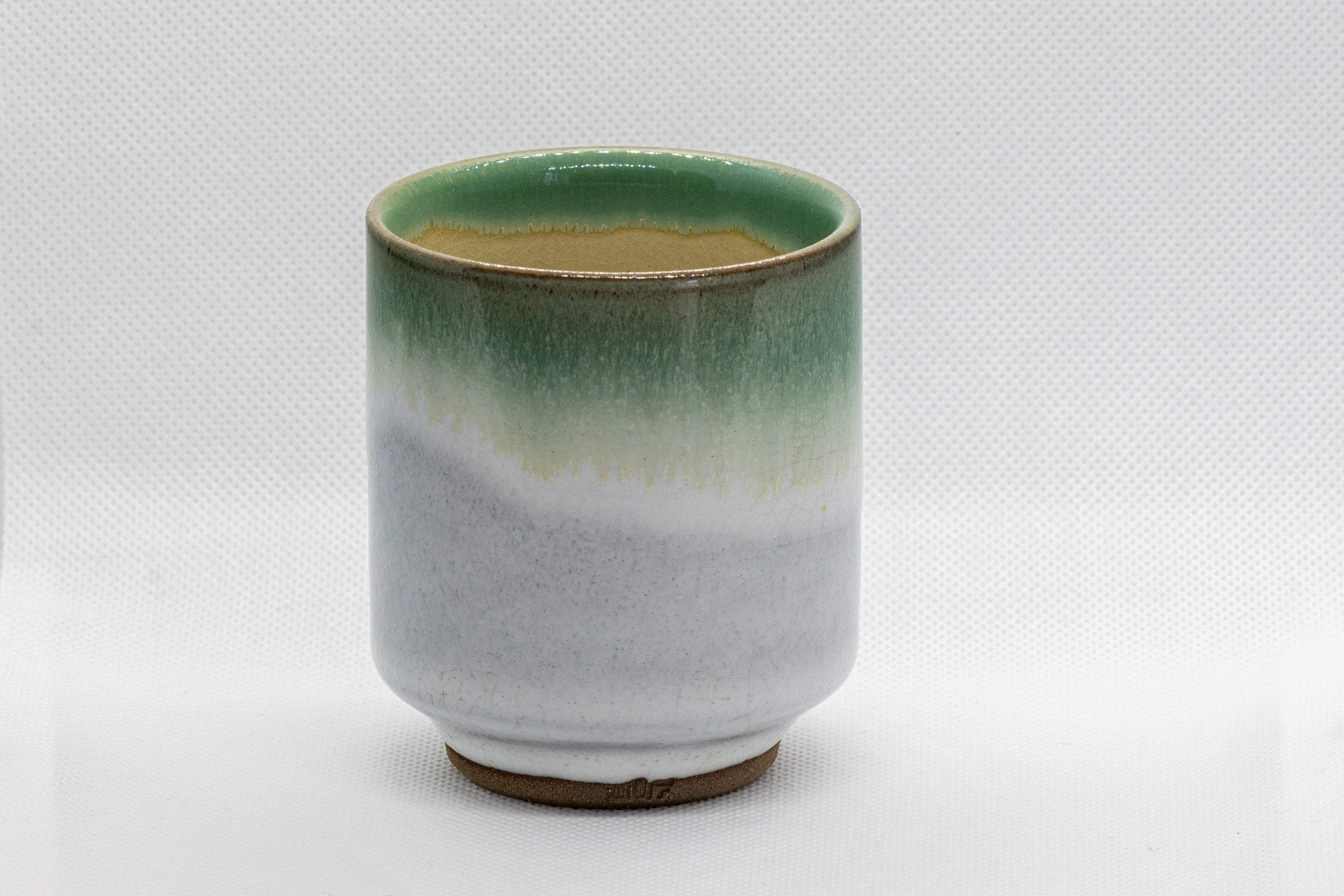 Japanese Teacup - Agano-yaki - Green Tsutsu-gata Yunomi - 180ml