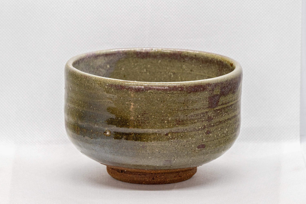 Japanese Matcha Bowl - Olive Green Hantsutsu-gata Chawan - 450ml