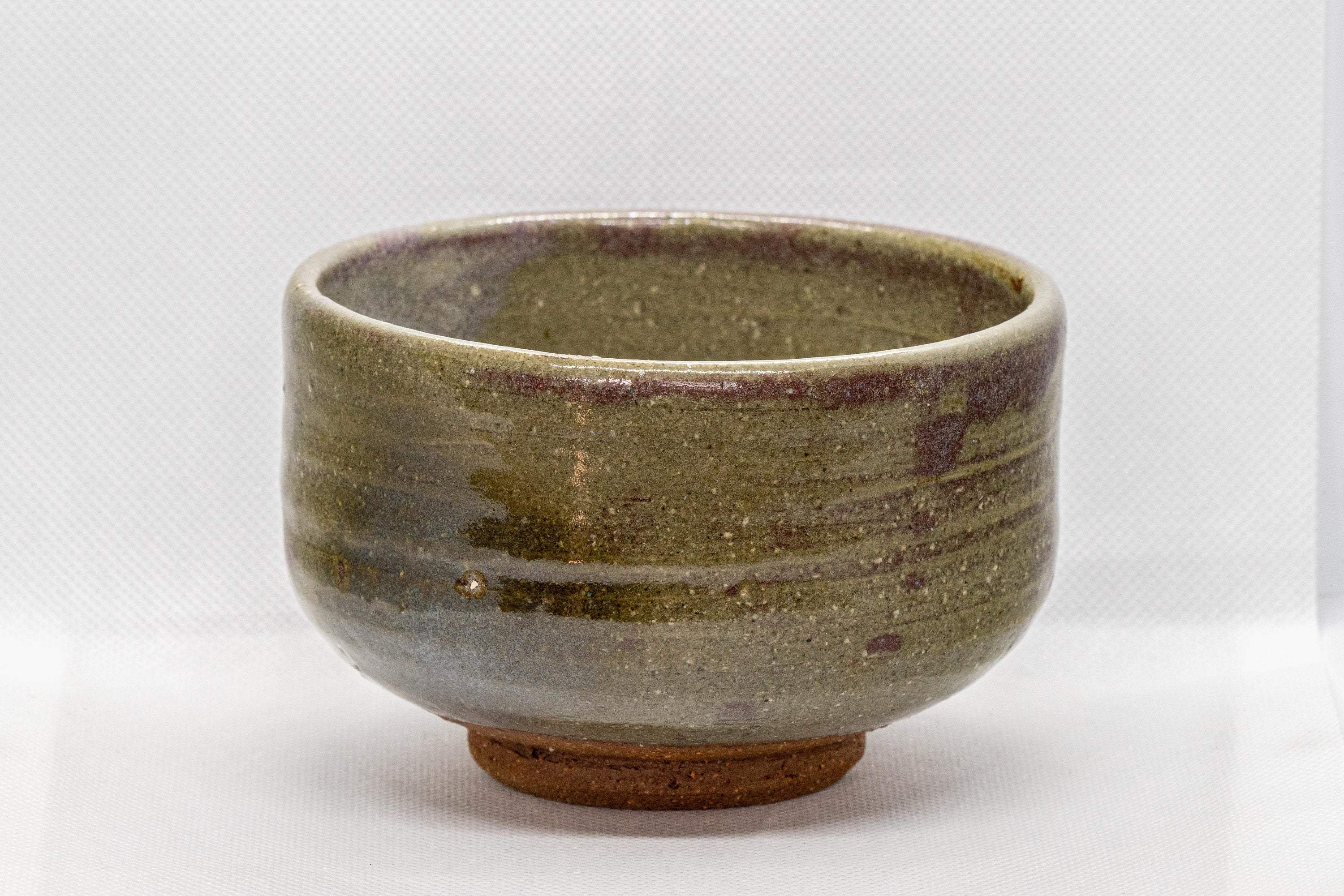 Japanese Matcha Bowl - Olive Green Hantsutsu-gata Chawan - 450ml