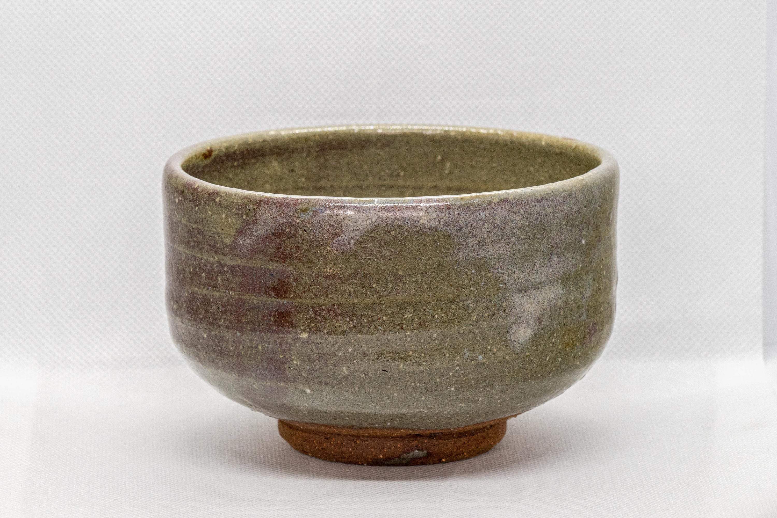 Japanese Matcha Bowl - Olive Green Hantsutsu-gata Chawan - 450ml