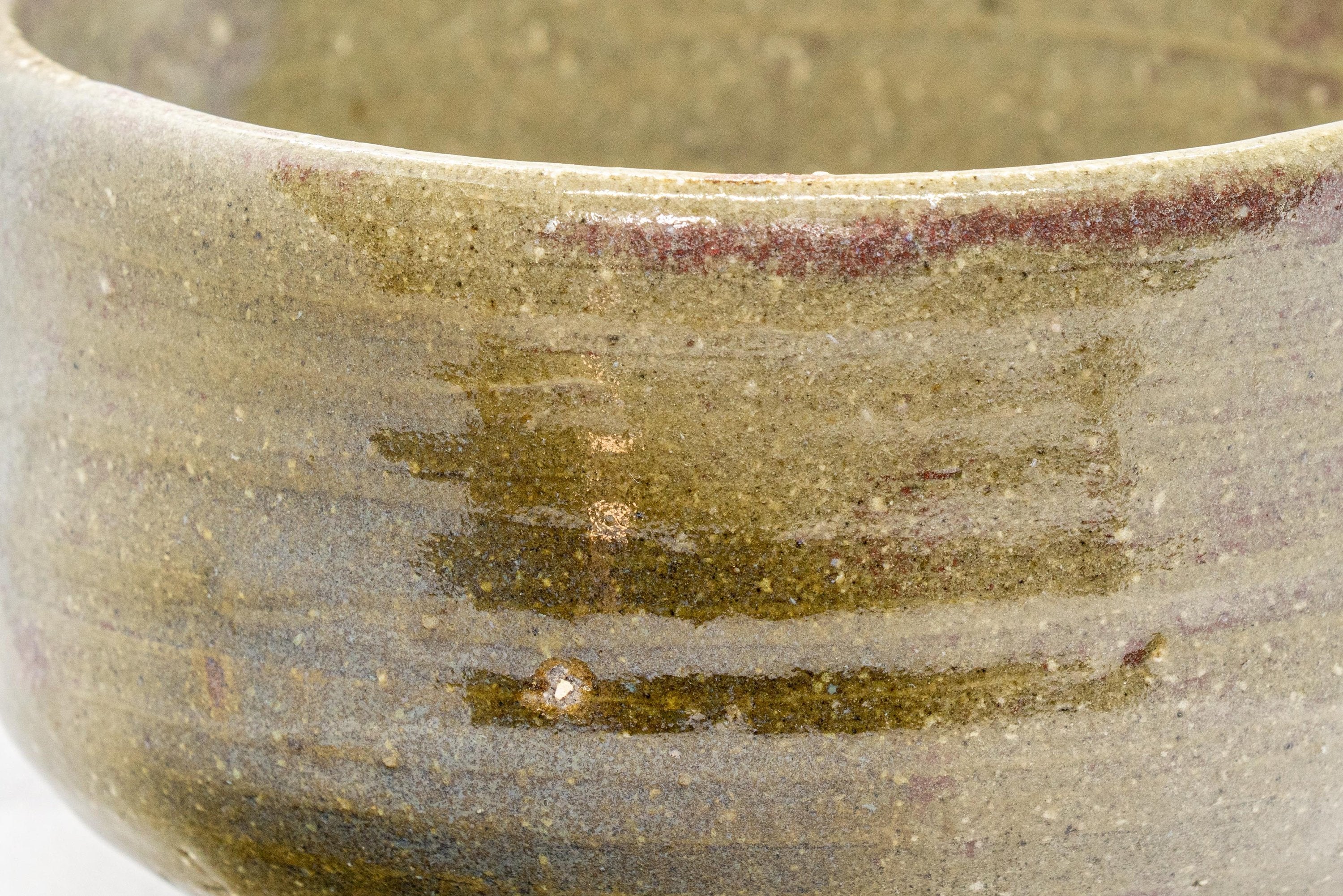 Japanese Matcha Bowl - Olive Green Hantsutsu-gata Chawan - 450ml