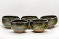 Japanese Teacups - Set of 5 Tenmoku Glazed Guinomi - 50ml