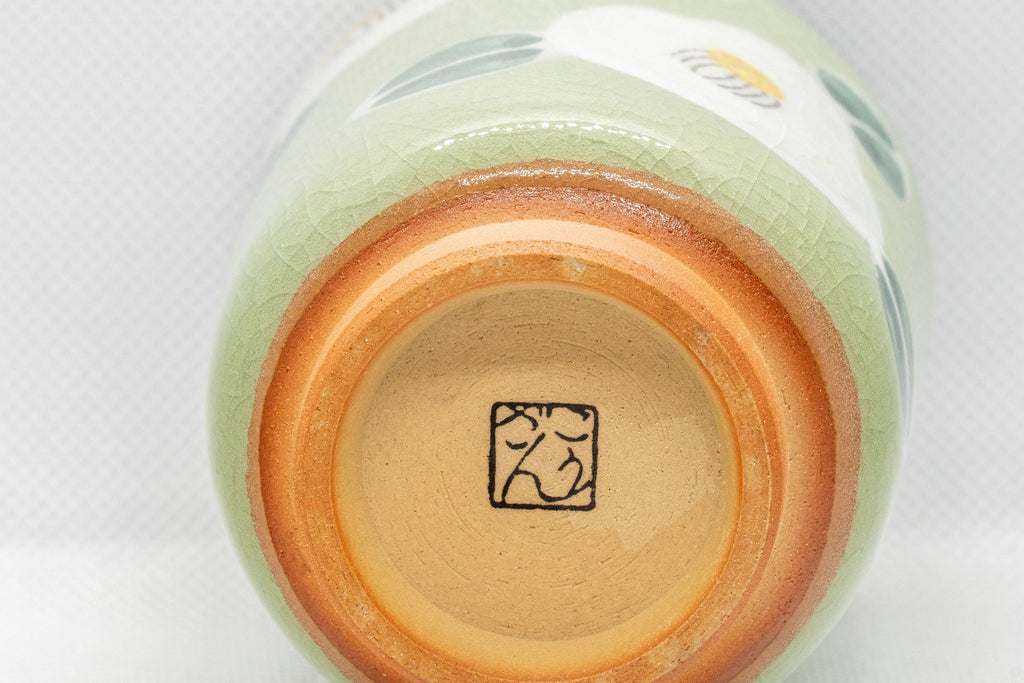 Japanese Teacup - Camellias Glazed Tsutsu-gata Yunomi - 200ml