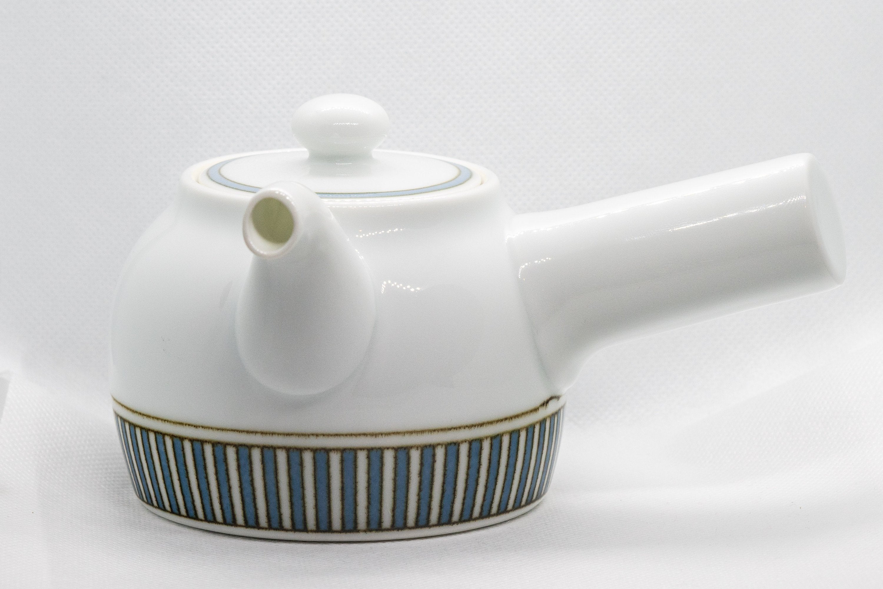 Japanese Kyusu - Porcelain Striped Debeso Teapot - 350ml