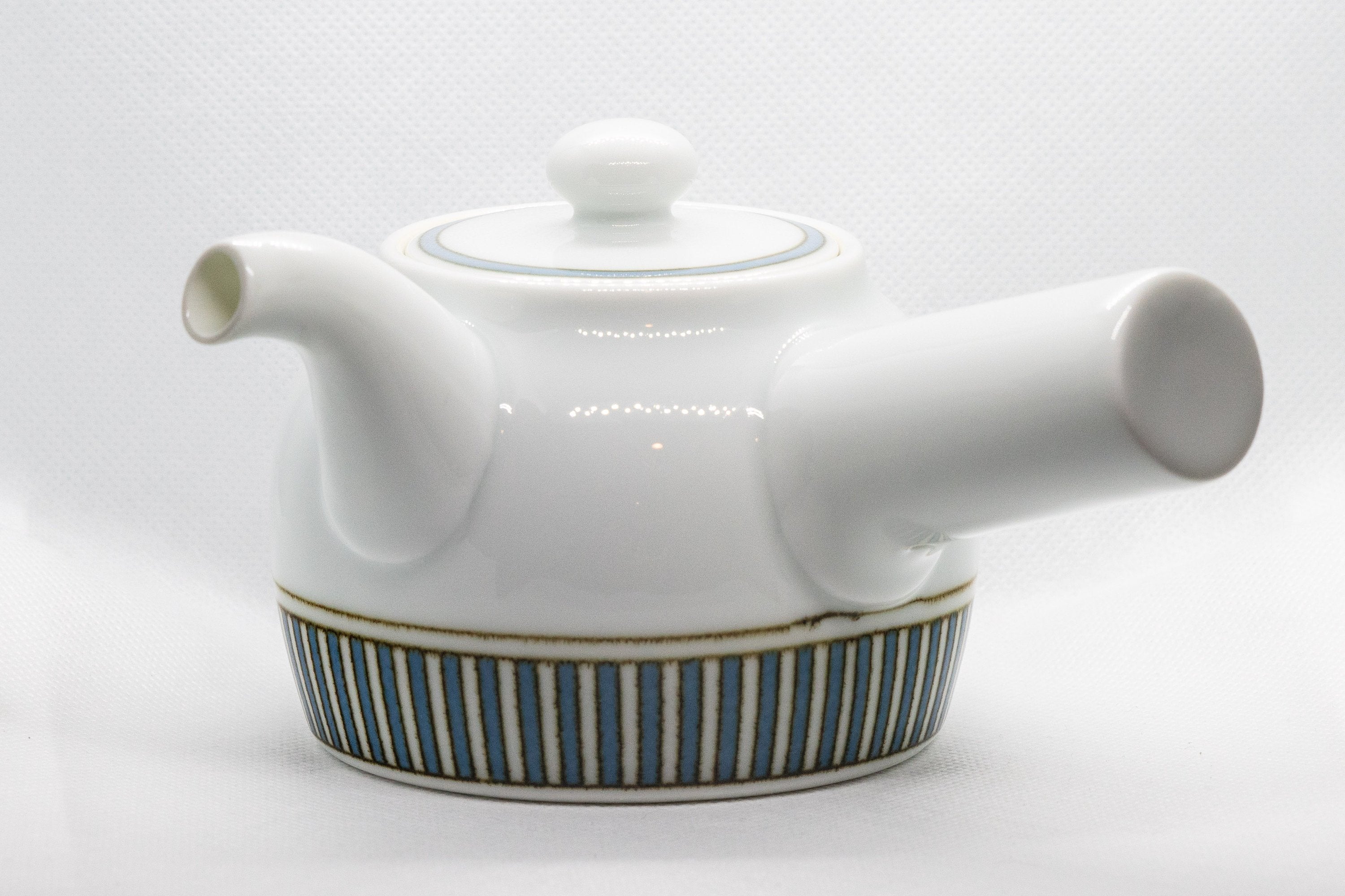 Japanese Kyusu - Porcelain Striped Debeso Teapot - 350ml