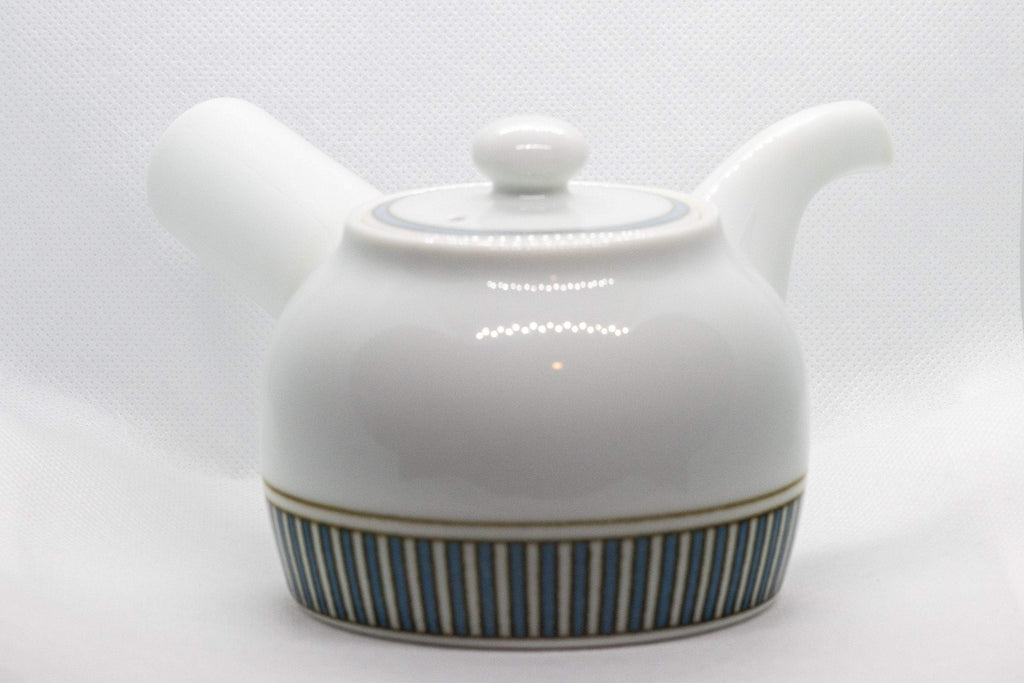 Japanese Kyusu - Porcelain Striped Debeso Teapot - 350ml