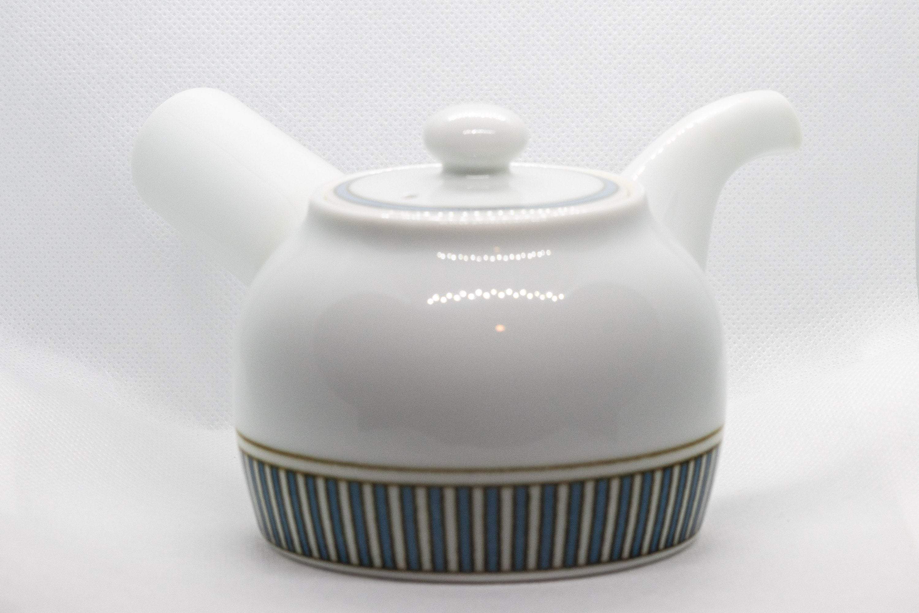 Japanese Kyusu - Porcelain Striped Debeso Teapot - 350ml