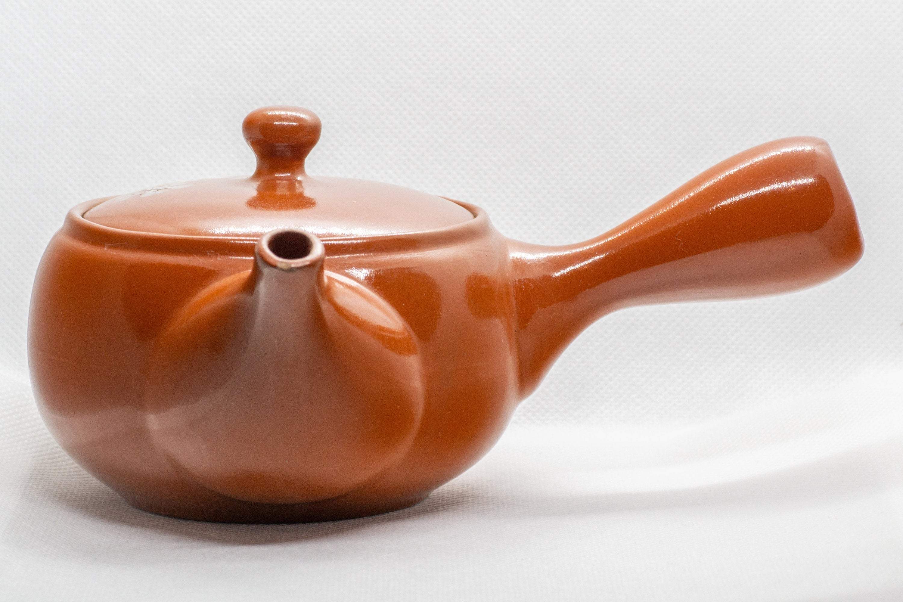 Japanese Kyusu - Floral Red Shudei Tokoname-yaki Ceramic Teapot - 300ml