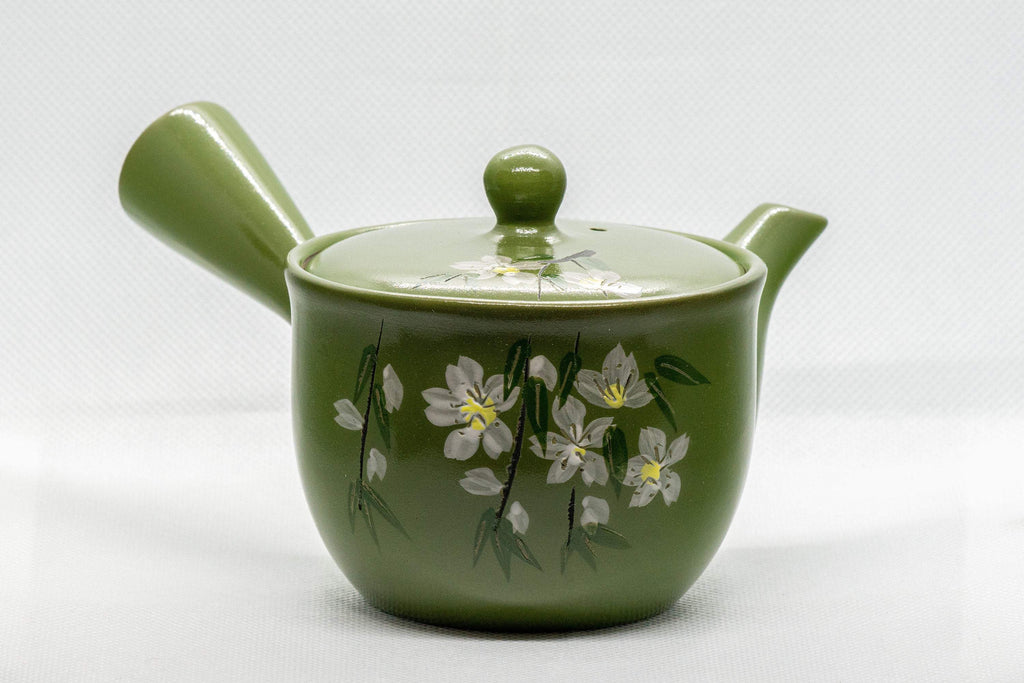 Japanese Kyusu - Floral Green Tokoname-yaki Teapot - 250ml