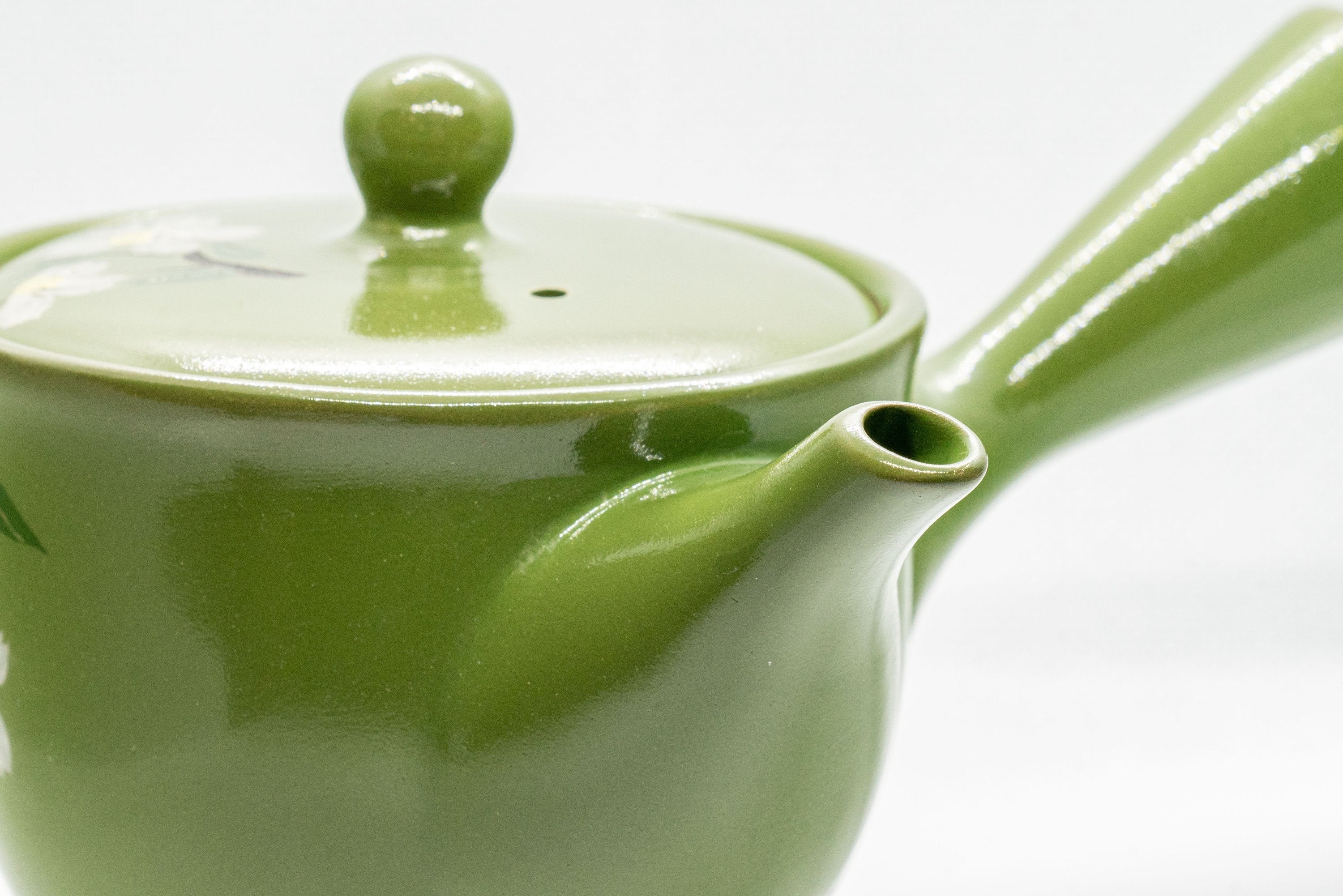 Japanese Kyusu - Floral Green Tokoname-yaki Teapot - 250ml