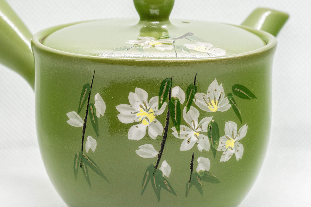 Japanese Kyusu - Floral Green Tokoname-yaki Teapot - 250ml