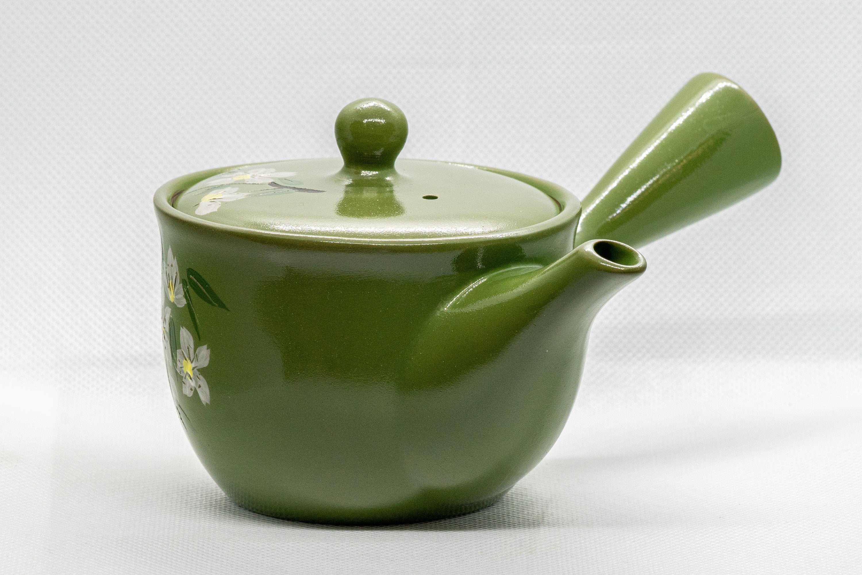 Japanese Kyusu - Floral Green Tokoname-yaki Teapot - 250ml