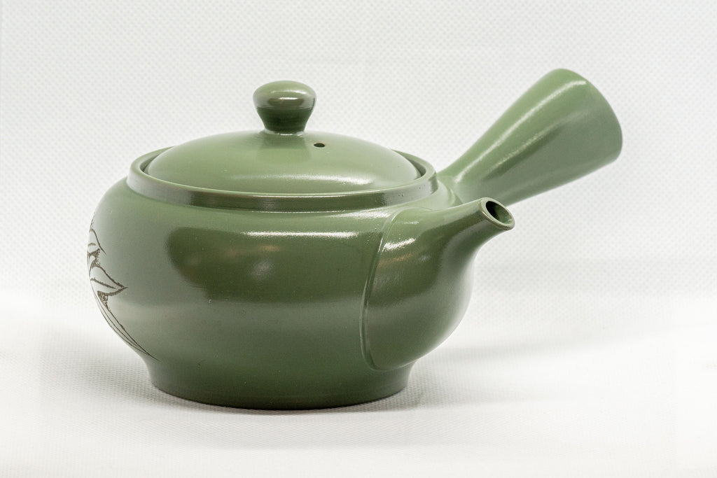 Japanese Kyusu - Green Tokoname Maple Leaf Momiji Obi-ami Teapot - 350ml