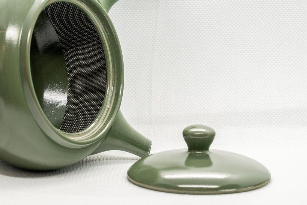 Japanese Kyusu - Green Tokoname Maple Leaf Momiji Obi-ami Teapot - 350ml