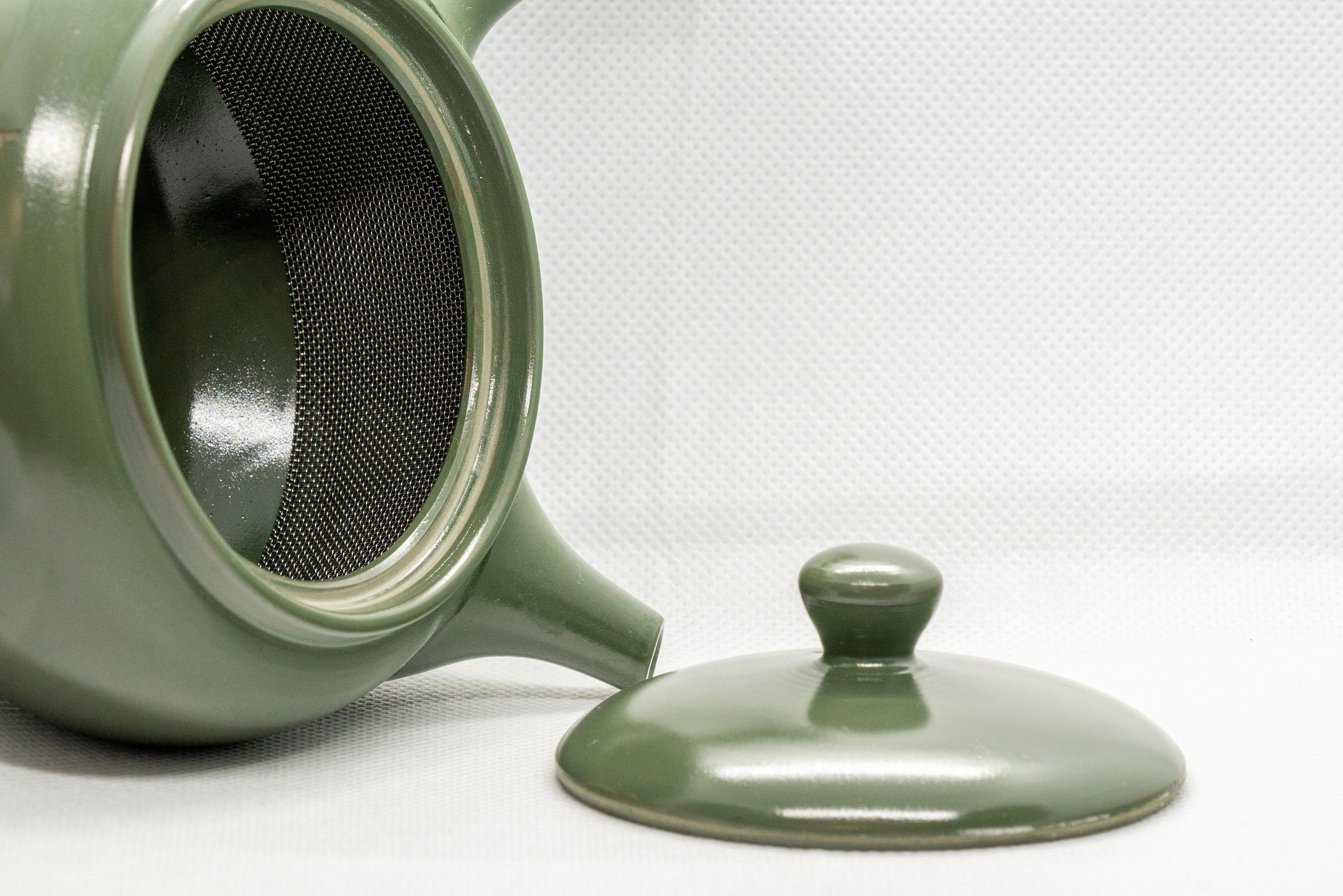 Japanese Kyusu - Green Tokoname Maple Leaf Momiji Obi-ami Teapot - 350ml
