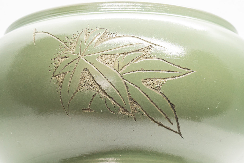 Japanese Kyusu - Green Tokoname Maple Leaf Momiji Obi-ami Teapot - 350ml