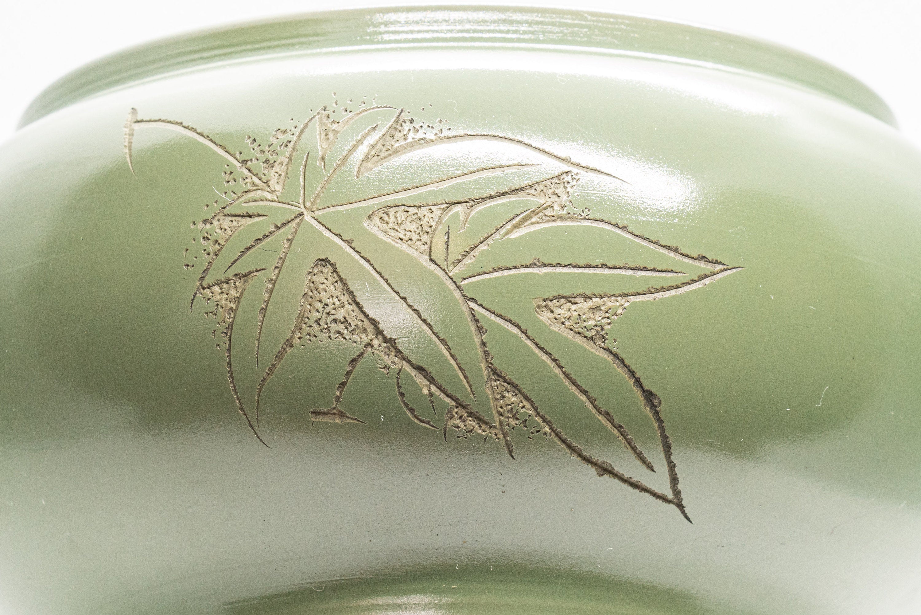 Japanese Kyusu - Green Tokoname Maple Leaf Momiji Obi-ami Teapot - 350ml