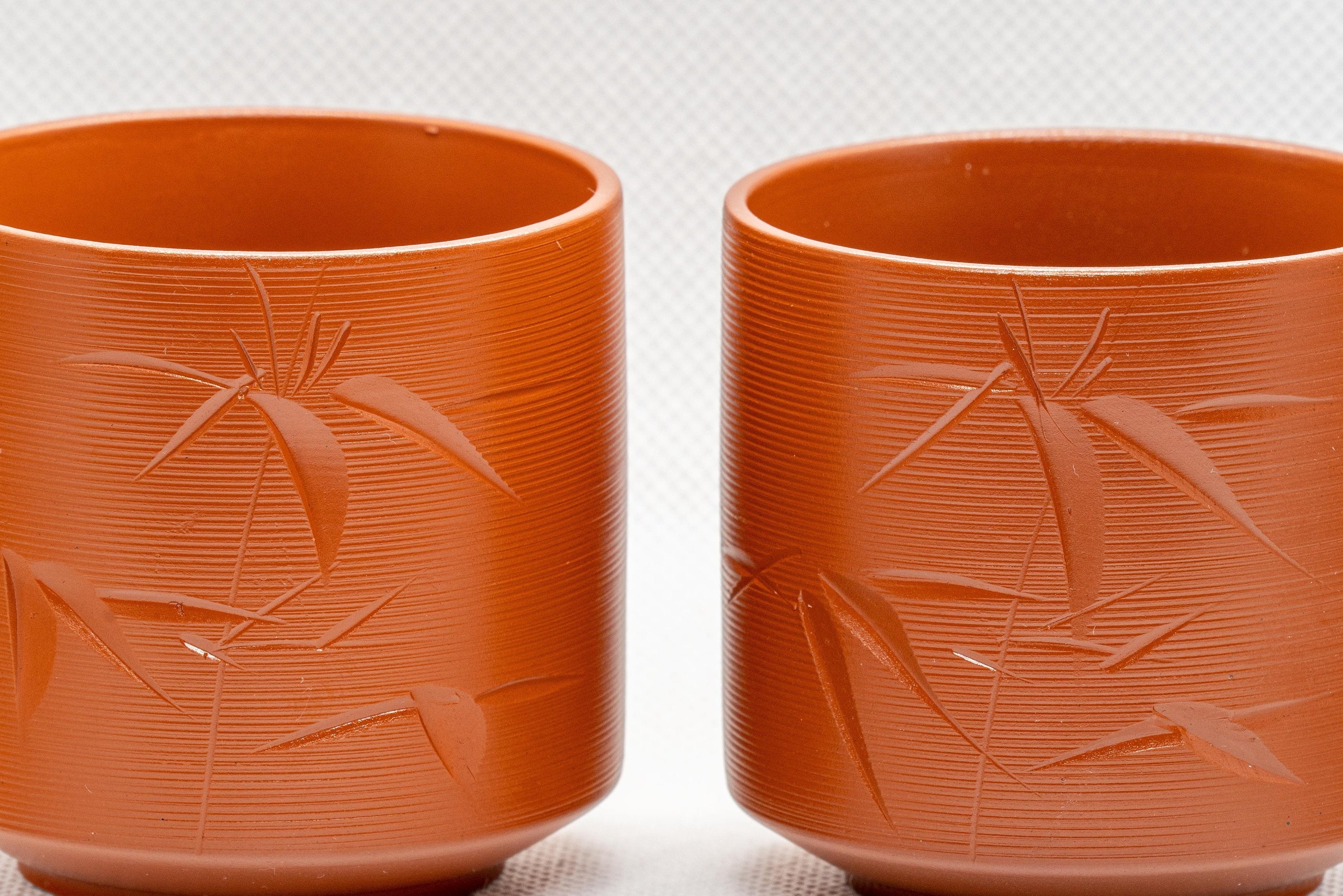 Japanese Teacups - Pair of Bamboo Tsutsu-gata Tokoname-yaki Yunomi - 115ml