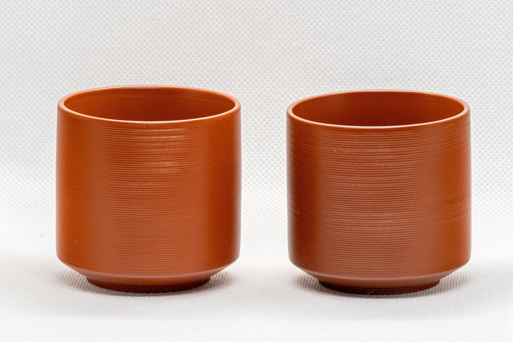 Japanese Teacups - Pair of Bamboo Tsutsu-gata Tokoname-yaki Yunomi - 115ml