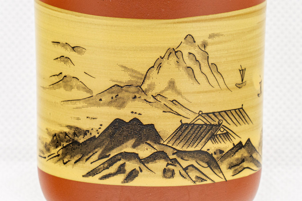 Japanese Teacups - Pair of Mountainous Tsutsu-gata Tokoname-yaki Yunomi - 125ml