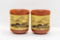 Japanese Teacups - Pair of Mountainous Tsutsu-gata Tokoname-yaki Yunomi - 125ml