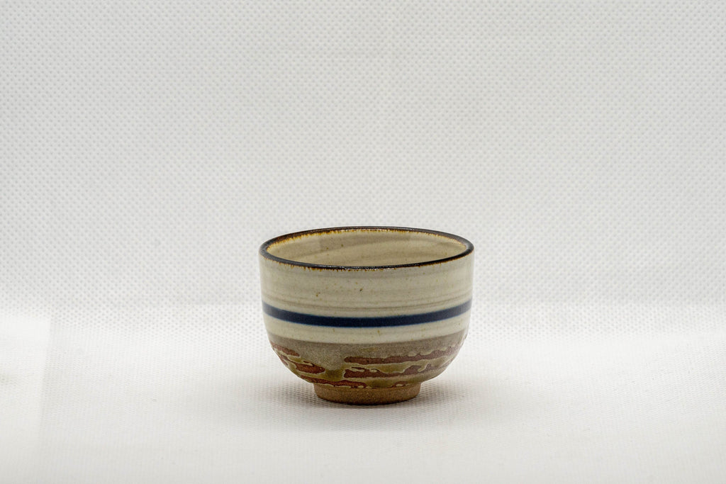 Japanese Teacup - Striped Stoneware Wan-nari Guinomi - 40ml