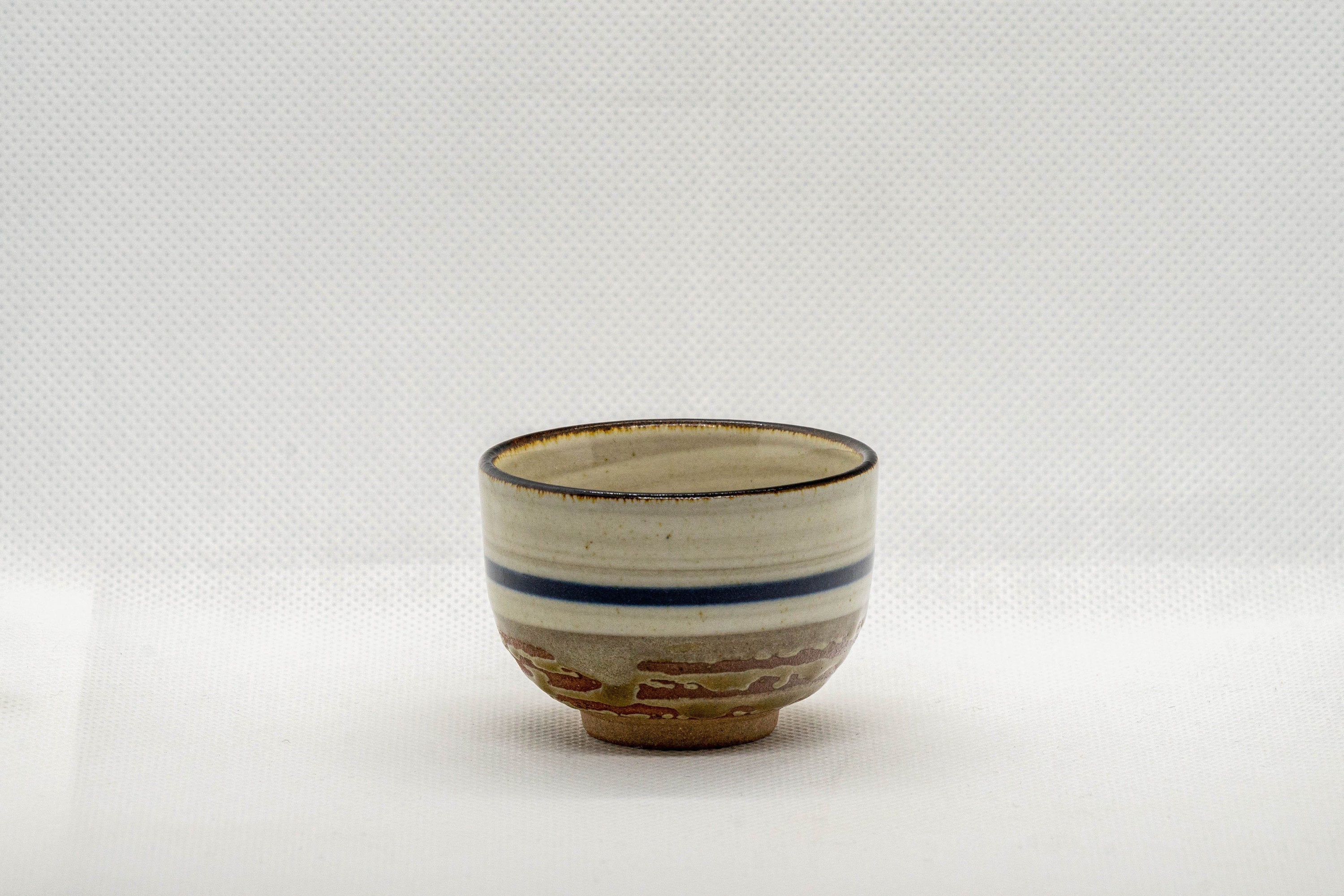 Japanese Teacup - Striped Stoneware Wan-nari Guinomi - 40ml