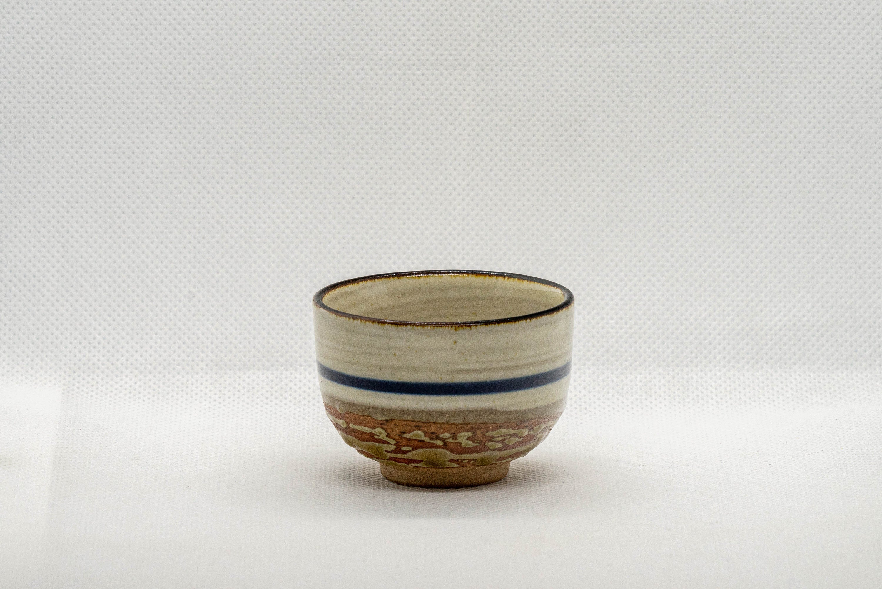 Japanese Teacup - Striped Stoneware Wan-nari Guinomi - 40ml