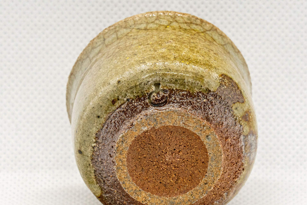 Japanese Teacup - Green Glazed Stoneware Guinomi - 30ml
