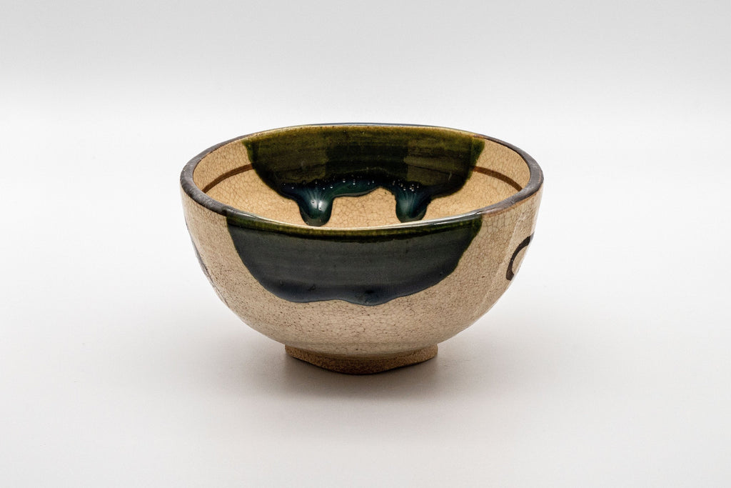 Japanese Matcha Bowl - 野田 東山 Wan-nari Oribe-yaki Chawan - 300ml