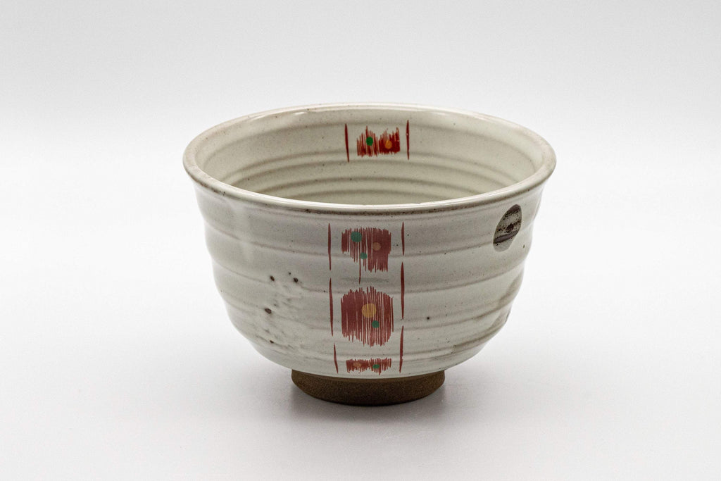Japanese Matcha Bowl - White Red Brush Glazed Ido-gata Chawan - 400ml