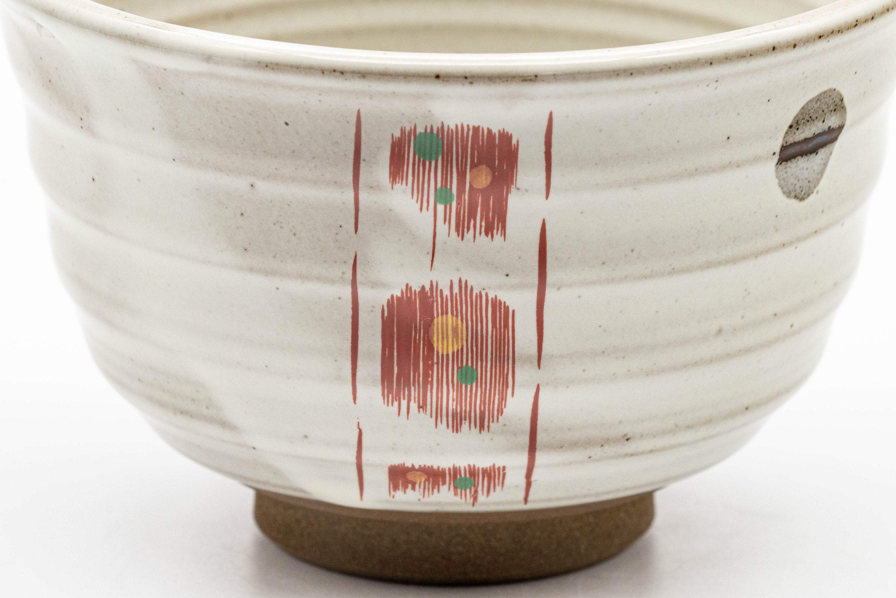 Japanese Matcha Bowl - White Red Brush Glazed Ido-gata Chawan - 400ml
