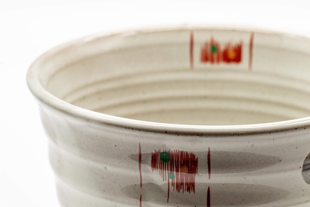 Japanese Matcha Bowl - White Red Brush Glazed Ido-gata Chawan - 400ml