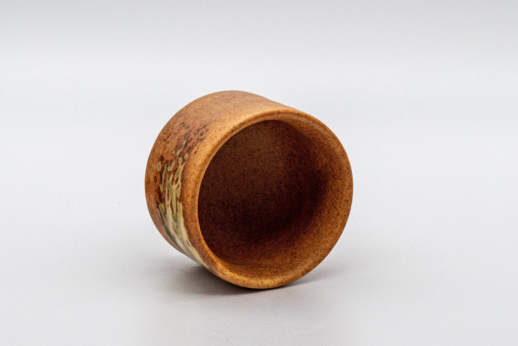 Japanese Teacup - Orange Glazed Hantsutsu-gata Guinomi - 45ml
