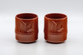 Japanese Teacups - Pair of 亮泉 朱泥 Tsutsu-gata Tokoname-yaki Yunomi - 140ml