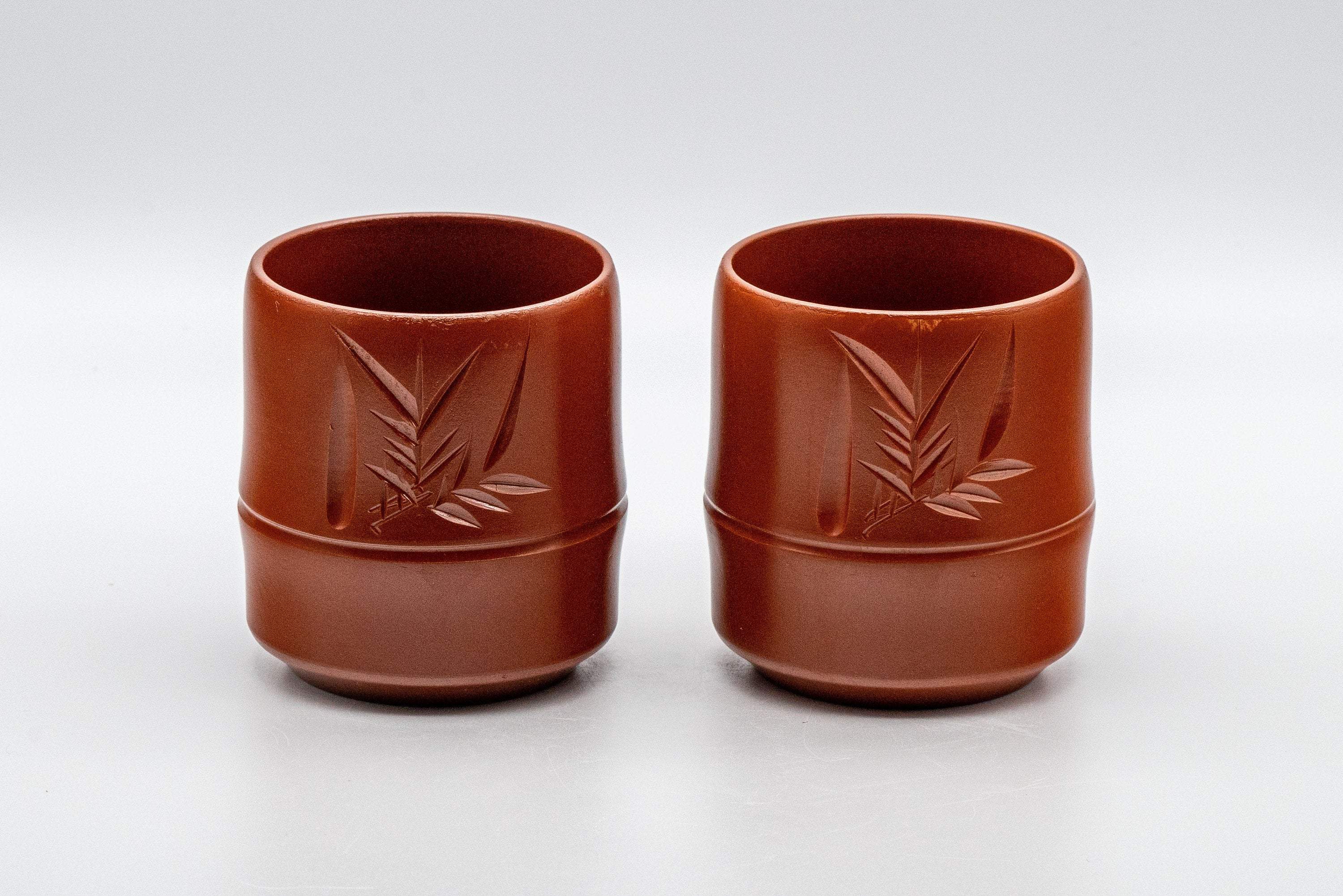 Japanese Teacups - Pair of 亮泉 朱泥 Tsutsu-gata Tokoname-yaki Yunomi - 140ml