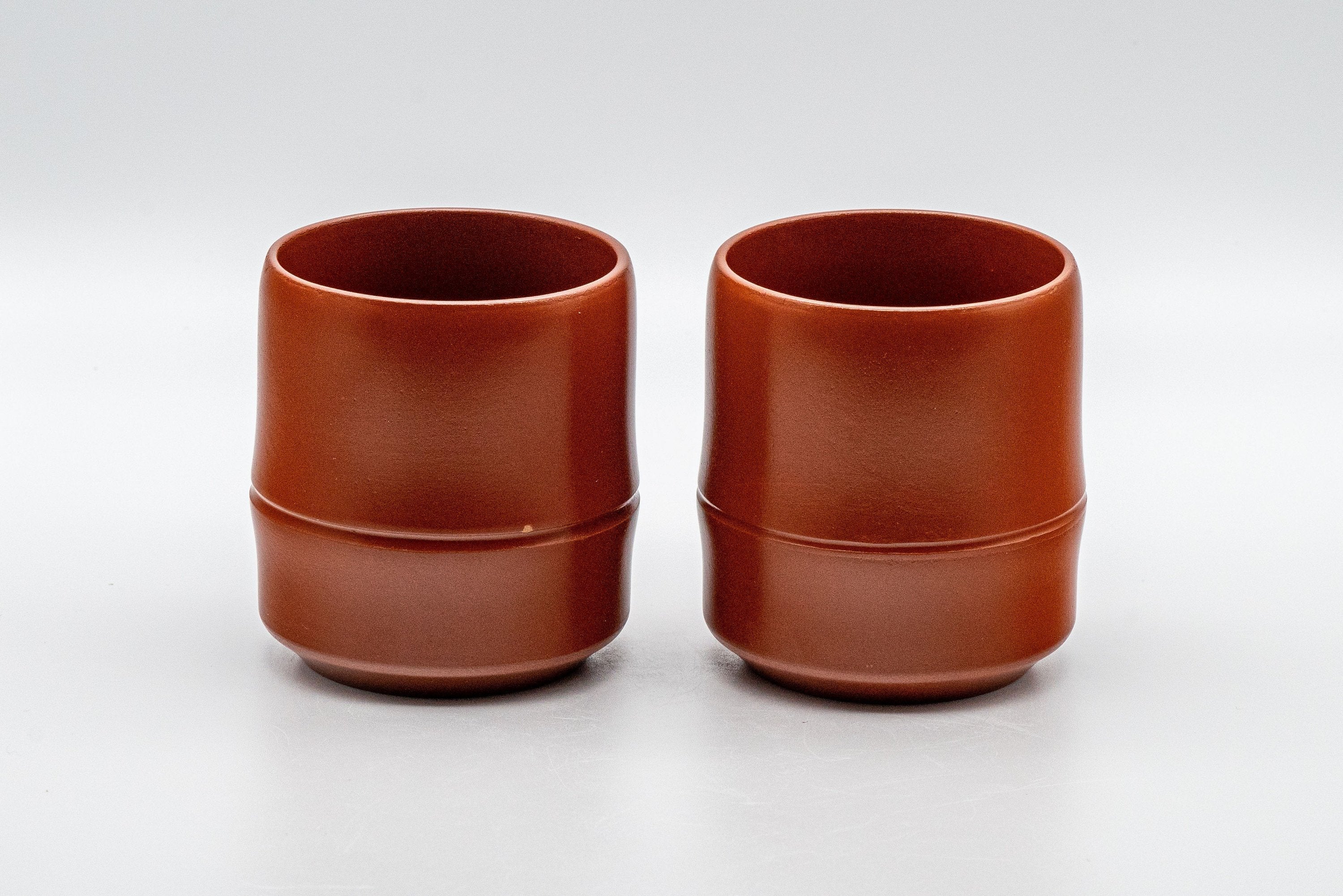 Japanese Teacups - Pair of 亮泉 朱泥 Tsutsu-gata Tokoname-yaki Yunomi - 140ml