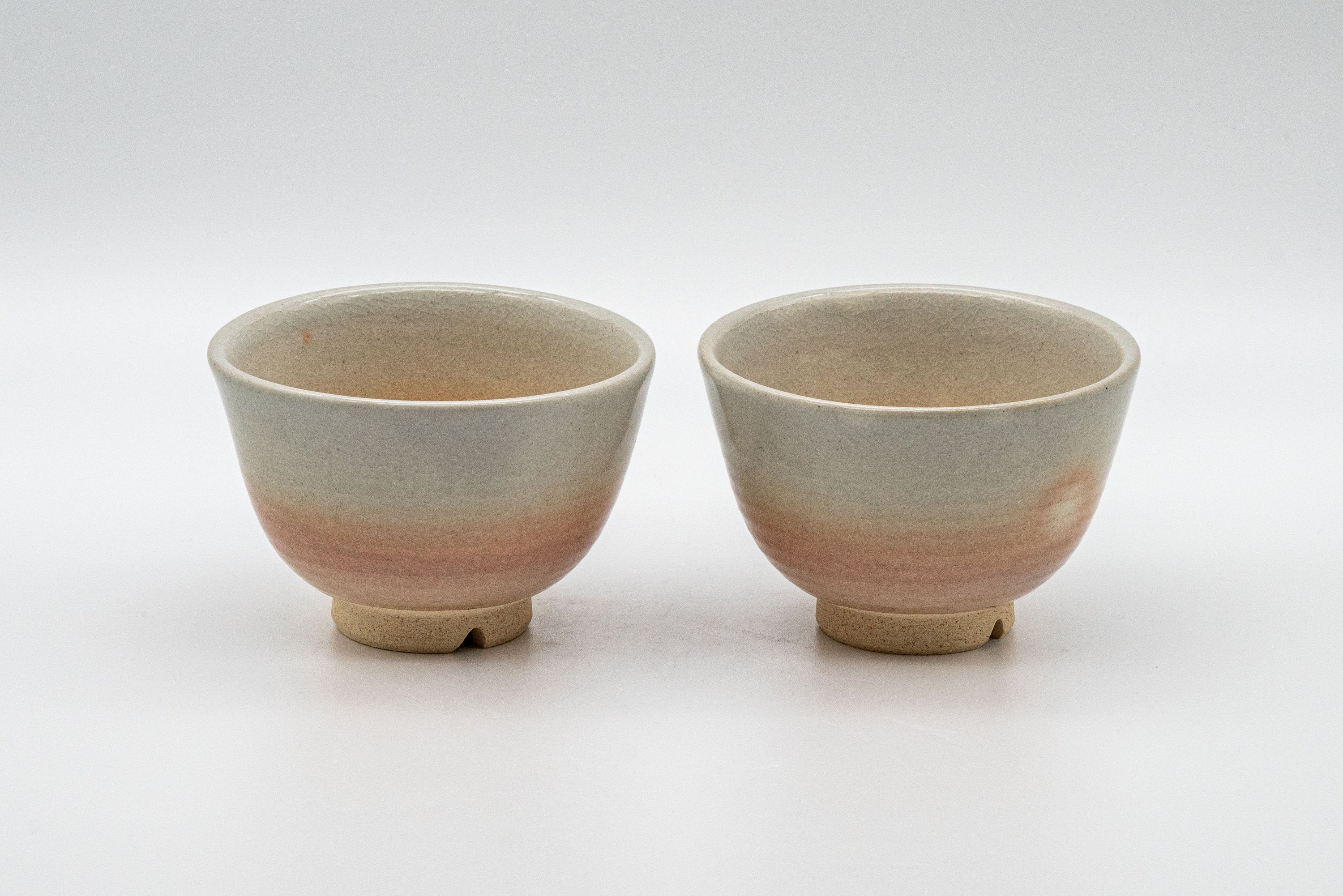 Japanese Teacups - Tsubaki Kiln (椿窯, 天鵬山) Pair of Hagi-yaki Senchawan - 95ml