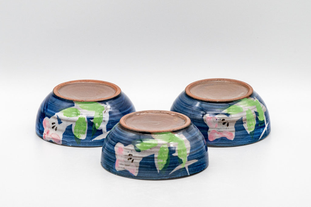 Japanese Teacups - Set of 3 Floral Yunomi - 90ml