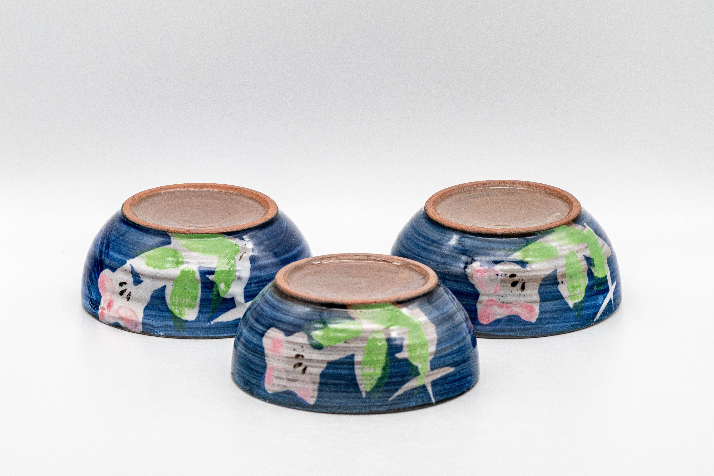 Japanese Teacups - Set of 3 Floral Yunomi - 90ml