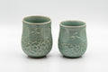 Japanese Teacups - Couple's Pair of Ishiyama Celadon Dojimari-gata Yunomi - 165ml