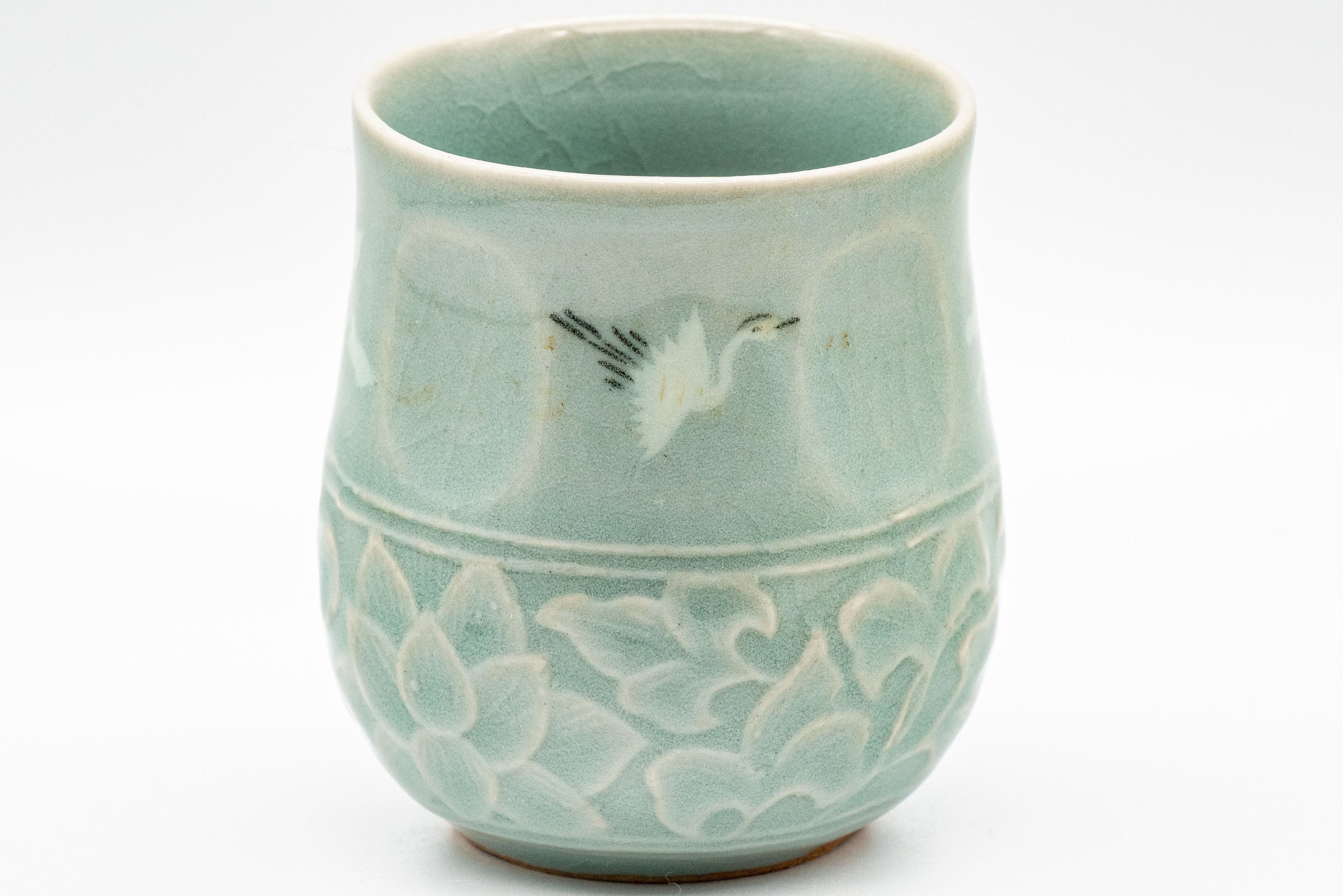 Japanese Teacups - Couple's Pair of Ishiyama Celadon Dojimari-gata Yunomi - 165ml
